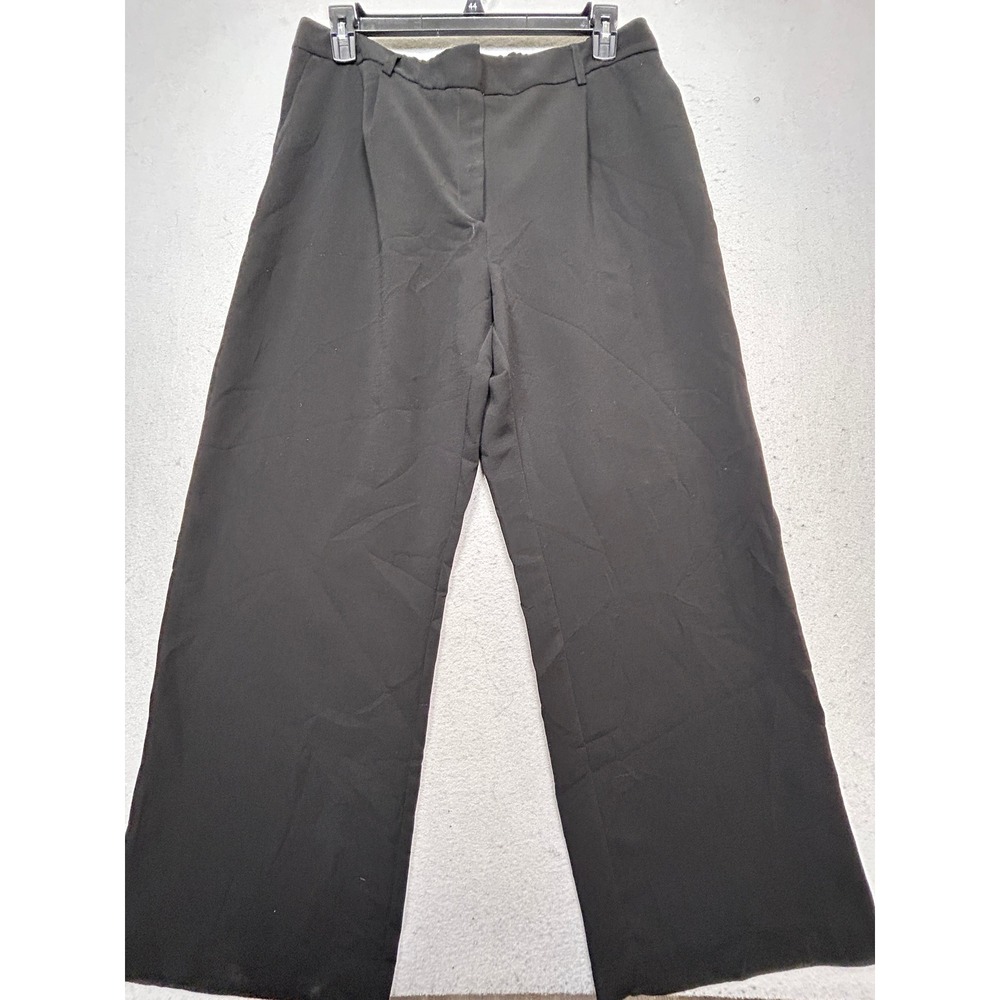 DKNY Wide Leg Trousers Crepe Black Size 16 W37 Womens